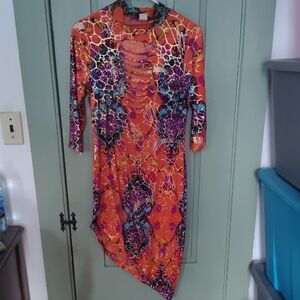 Asymmetrical Orange and Purple Women's Dress